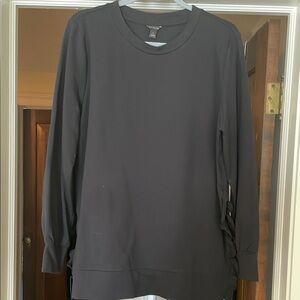 Black Long Sleeve Top-Sweatshirt Fabric w/Ruffles